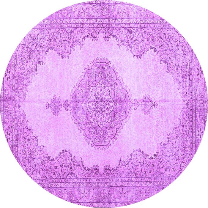 Round Machine Washable Persian Purple Traditional Area Rugs, wshtr3589pur