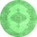 Round Persian Emerald Green Traditional Rug, tr3589emgrn