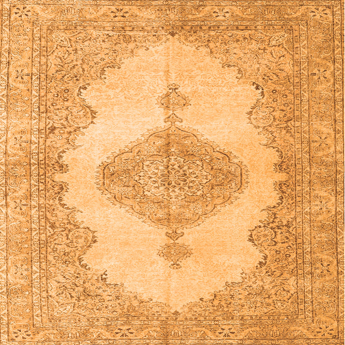 Round Machine Washable Persian Orange Traditional Area Rugs, wshtr3589org