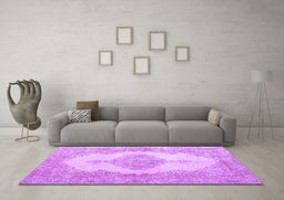 Machine Washable Persian Purple Traditional Area Rugs in a Living Room, wshtr3589pur