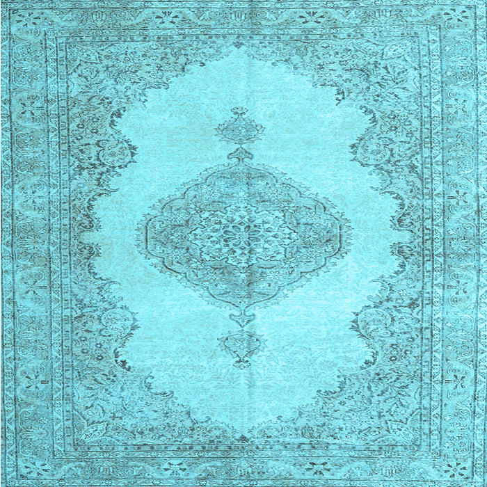 Square Machine Washable Persian Light Blue Traditional Rug, wshtr3589lblu