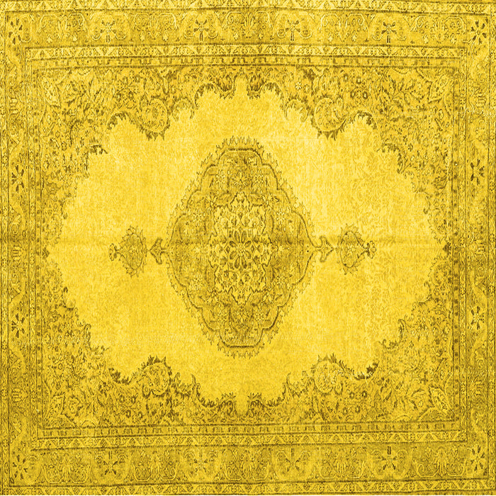 Square Machine Washable Persian Yellow Traditional Rug, wshtr3589yw
