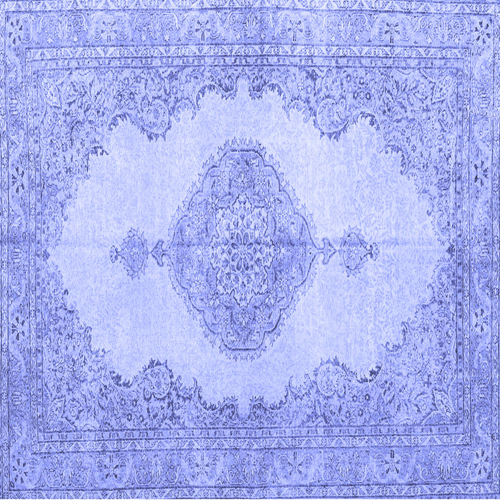 Square Machine Washable Persian Blue Traditional Rug, wshtr3589blu