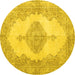 Round Persian Yellow Traditional Rug, tr3589yw