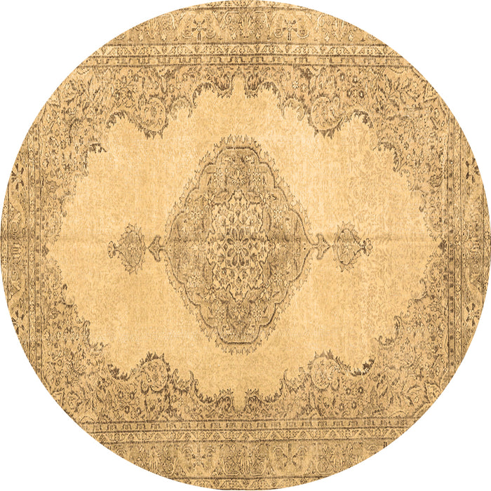 Round Persian Brown Traditional Rug, tr3589brn