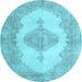 Round Persian Light Blue Traditional Rug, tr3589lblu