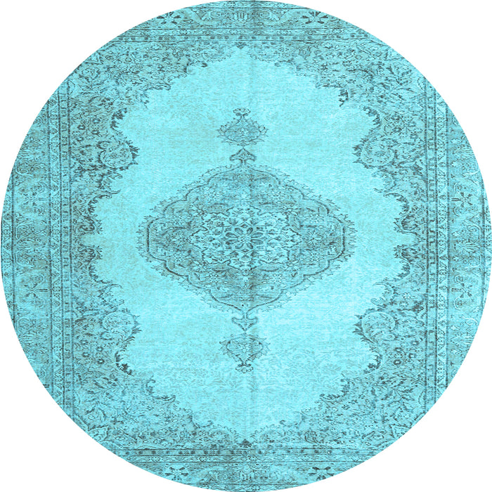 Round Machine Washable Persian Light Blue Traditional Rug, wshtr3589lblu
