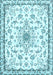 Machine Washable Medallion Light Blue Traditional Rug, wshtr358lblu