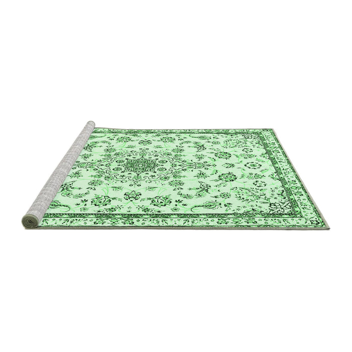 Sideview of Machine Washable Medallion Emerald Green Traditional Area Rugs, wshtr358emgrn