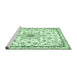 Sideview of Machine Washable Medallion Emerald Green Traditional Area Rugs, wshtr358emgrn