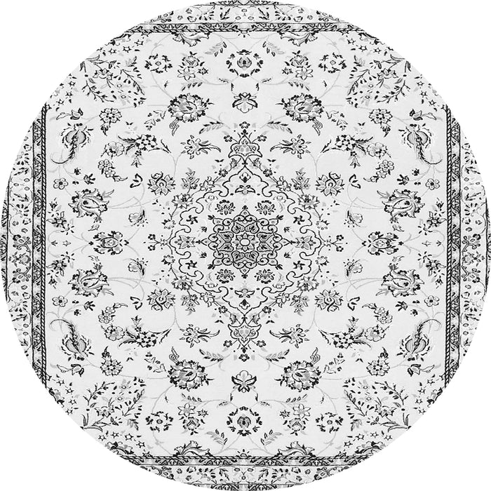Machine Washable Medallion Gray Traditional Rug, wshtr358gry