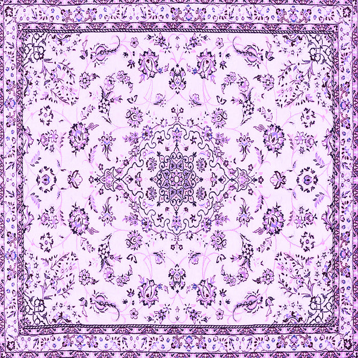 Square Machine Washable Medallion Purple Traditional Area Rugs, wshtr358pur