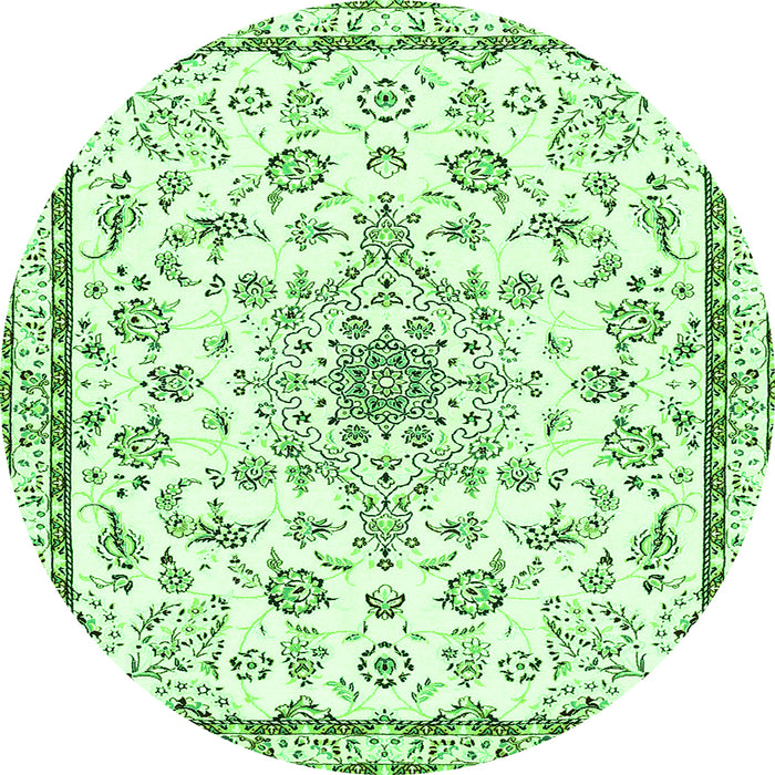Machine Washable Medallion Green Traditional Area Rugs, wshtr358grn