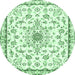 Round Medallion Emerald Green Traditional Rug, tr358emgrn