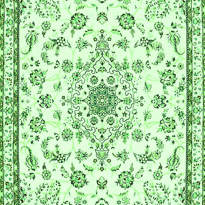 Serging Thickness of Machine Washable Medallion Green Traditional Area Rugs, wshtr358grn
