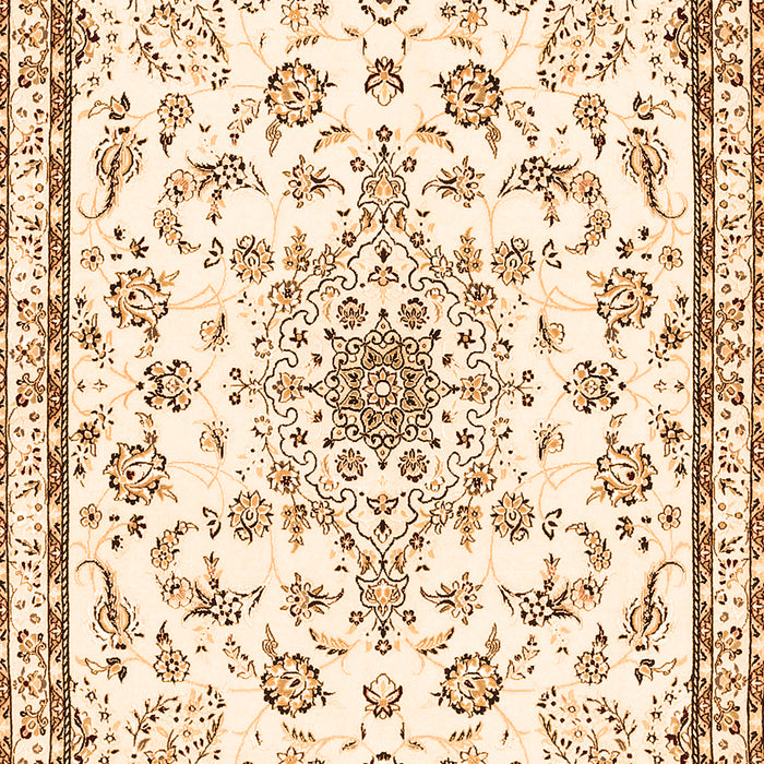 Serging Thickness of Machine Washable Medallion Orange Traditional Area Rugs, wshtr358org