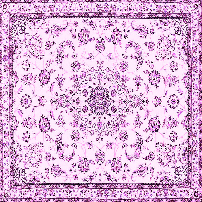Square Machine Washable Medallion Pink Traditional Rug, wshtr358pnk