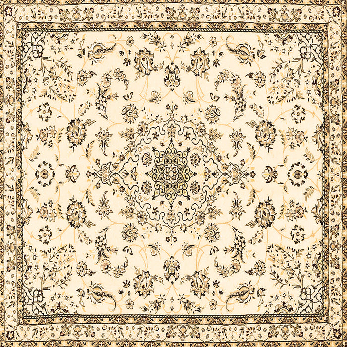 Square Machine Washable Medallion Brown Traditional Rug, wshtr358brn