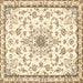 Square Machine Washable Medallion Brown Traditional Rug, wshtr358brn