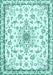 Machine Washable Medallion Turquoise Traditional Area Rugs, wshtr358turq