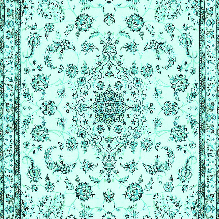 Machine Washable Medallion Turquoise Traditional Area Rugs, wshtr358turq