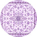 Round Medallion Purple Traditional Rug, tr358pur