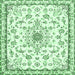 Square Machine Washable Medallion Emerald Green Traditional Area Rugs, wshtr358emgrn