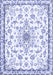 Machine Washable Medallion Blue Traditional Rug, wshtr358blu