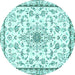 Round Medallion Turquoise Traditional Rug, tr358turq