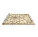 Sideview of Machine Washable Medallion Brown Traditional Rug, wshtr358brn