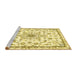 Sideview of Machine Washable Medallion Yellow Traditional Rug, wshtr358yw