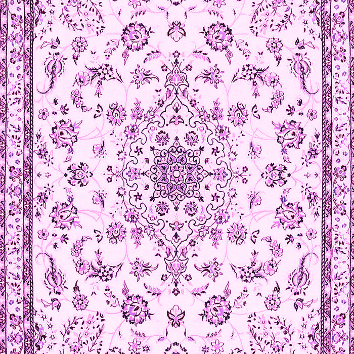 Machine Washable Medallion Pink Traditional Rug, wshtr358pnk