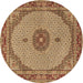 Round Medallion Brown Traditional Rug, tr3590brn