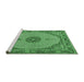 Sideview of Machine Washable Medallion Emerald Green Traditional Area Rugs, wshtr3590emgrn