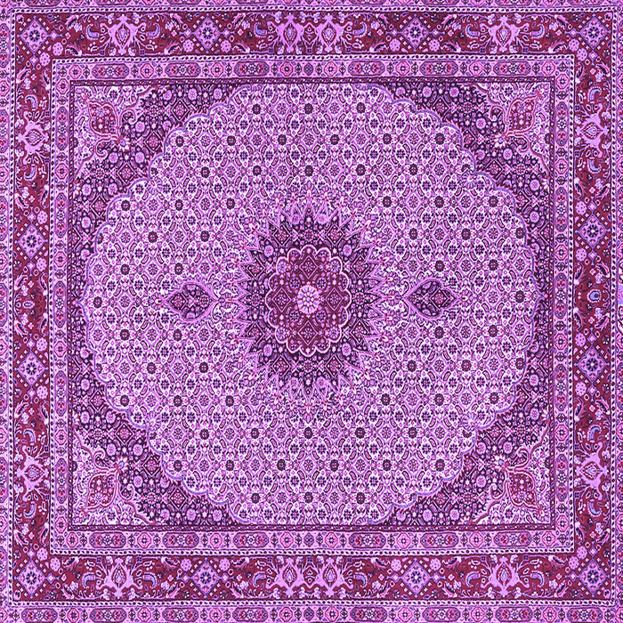 Square Machine Washable Medallion Purple Traditional Area Rugs, wshtr3590pur