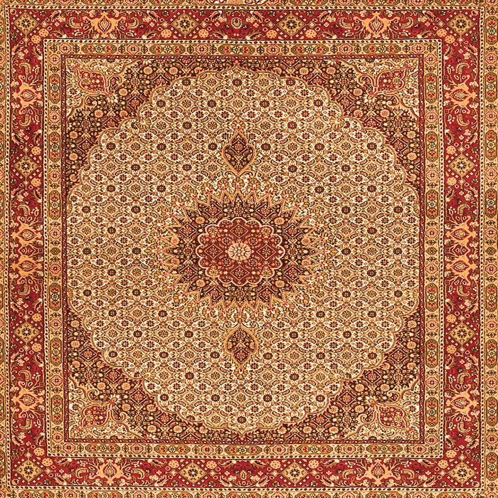 Round Machine Washable Medallion Orange Traditional Area Rugs, wshtr3590org