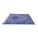 Sideview of Machine Washable Medallion Blue Traditional Rug, wshtr3590blu