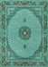 Machine Washable Medallion Turquoise Traditional Area Rugs, wshtr3590turq