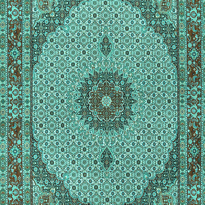 Machine Washable Medallion Turquoise Traditional Area Rugs, wshtr3590turq