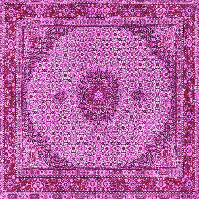 Square Machine Washable Medallion Pink Traditional Rug, wshtr3590pnk
