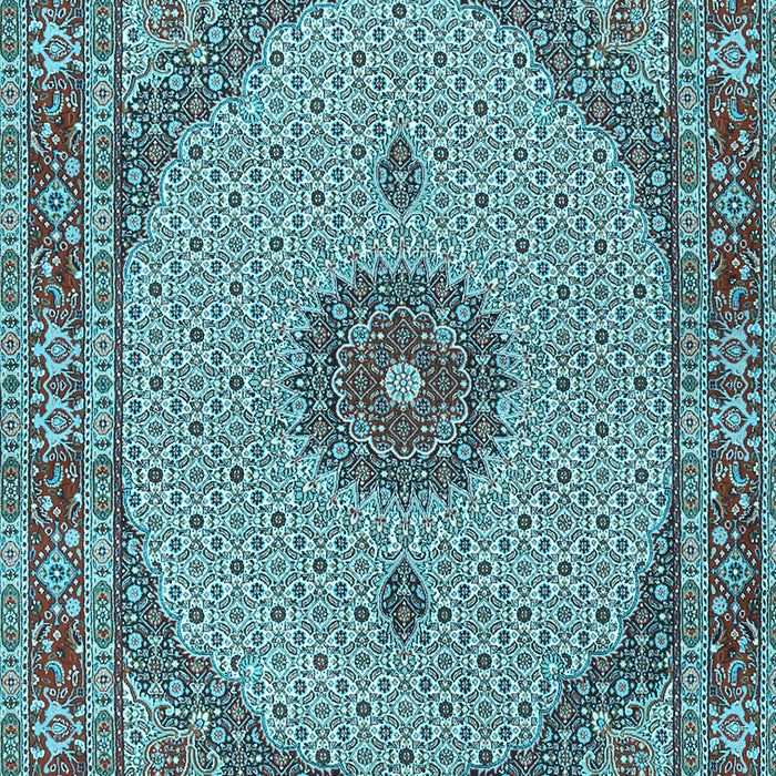 Machine Washable Medallion Light Blue Traditional Rug, wshtr3590lblu