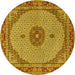 Round Medallion Yellow Traditional Rug, tr3590yw