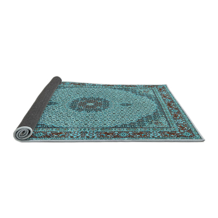 Sideview of Medallion Light Blue Traditional Rug, tr3590lblu
