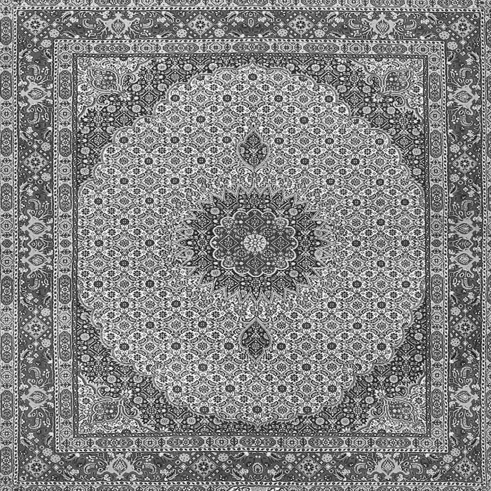 Round Machine Washable Medallion Gray Traditional Rug, wshtr3590gry