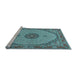 Sideview of Machine Washable Medallion Light Blue Traditional Rug, wshtr3590lblu