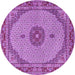 Round Machine Washable Medallion Purple Traditional Area Rugs, wshtr3590pur