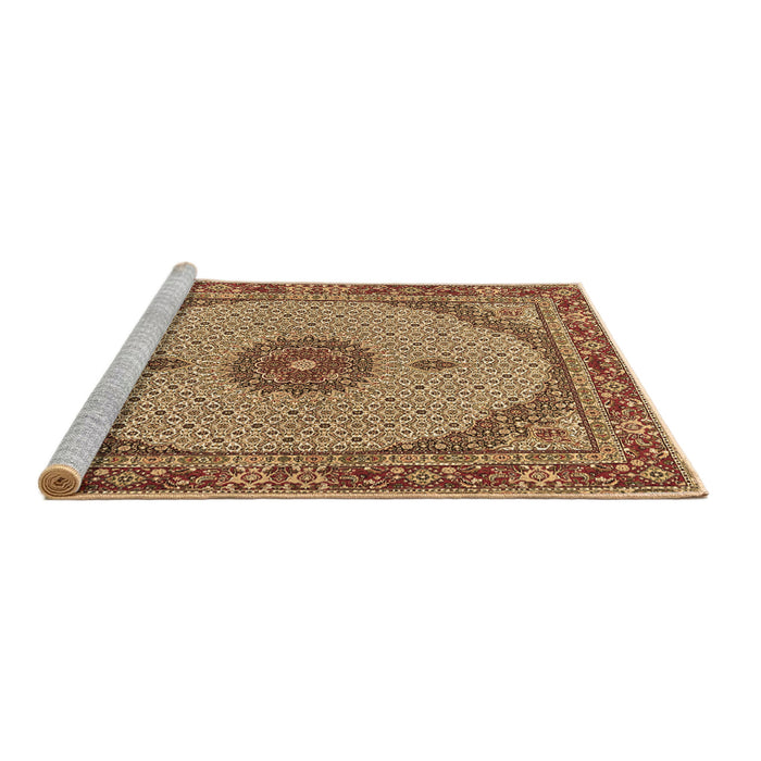 Sideview of Machine Washable Medallion Brown Traditional Rug, wshtr3590brn