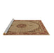 Sideview of Machine Washable Medallion Brown Traditional Rug, wshtr3590brn