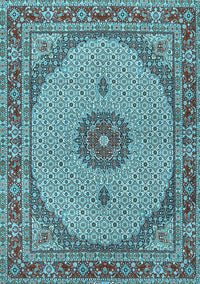 Medallion Light Blue Traditional Rug, tr3590lblu