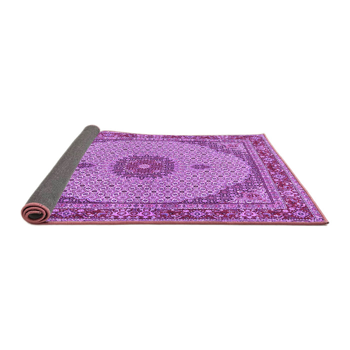 Sideview of Medallion Purple Traditional Rug, tr3590pur
